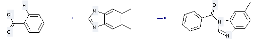 5,6-Dimethylbenzimidazole can be used to produce 1-benzoyl-5,6-dimethyl-1H-benzoimidazole with benzoyl chloride